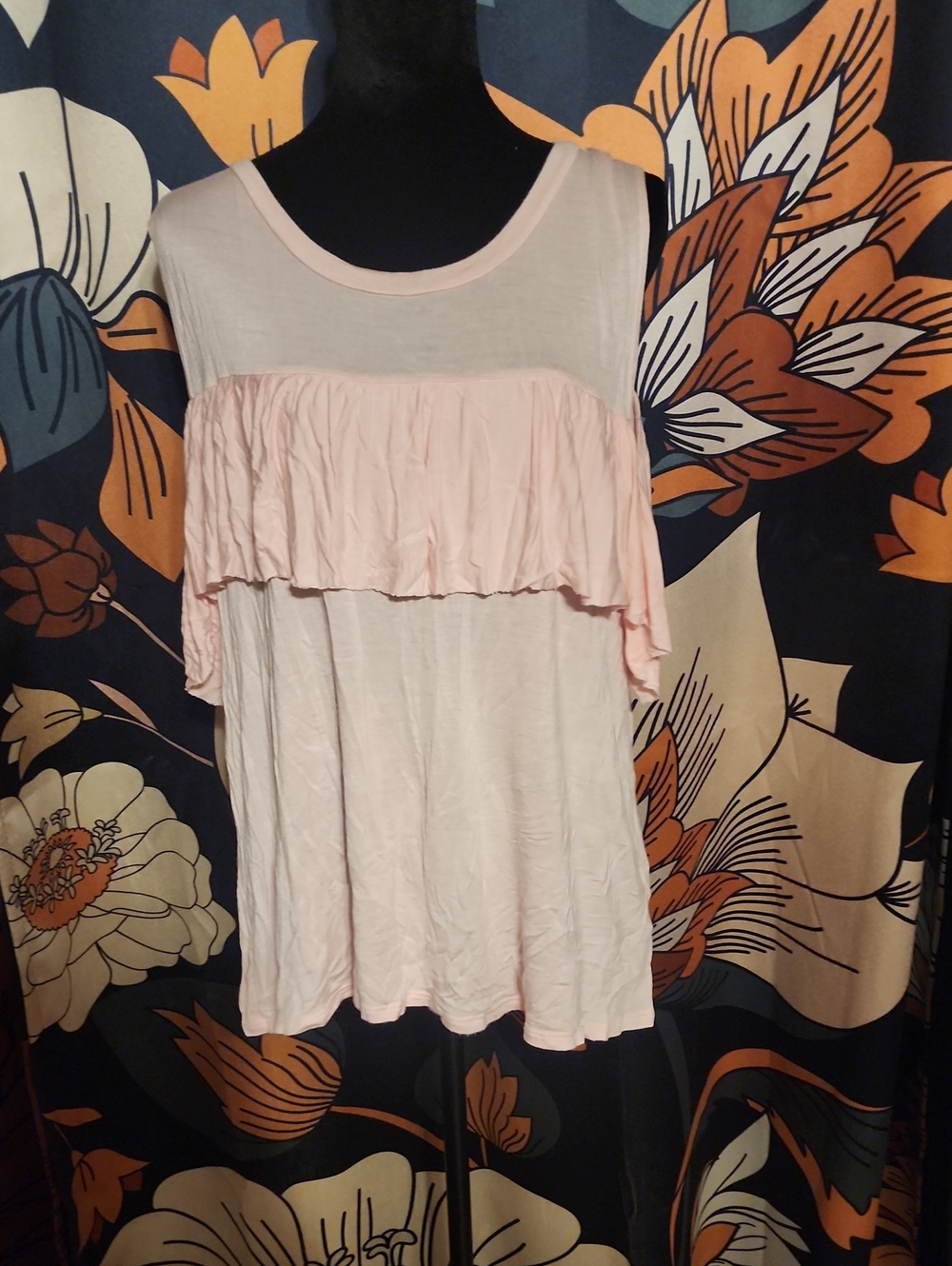Light Pink Ruffle Front Tank Top